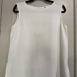 Uniqlo Women's White Medium Flowly Short-Sleeve Tunic Blouse Tank